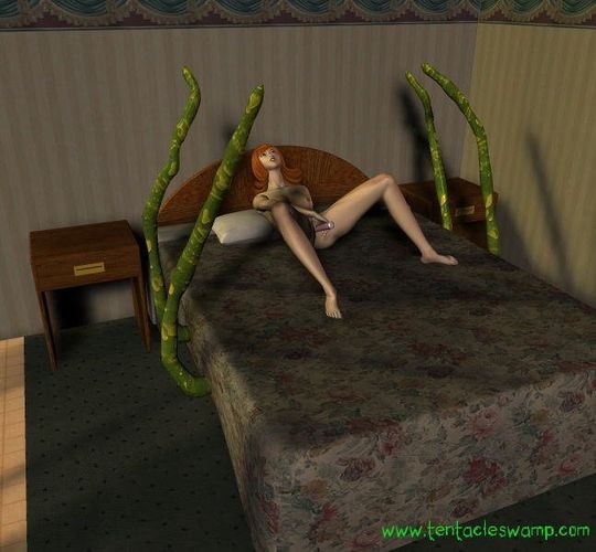 Рыжей развратнице в вагину попало щупальце зеленого монстра 3D порно фото